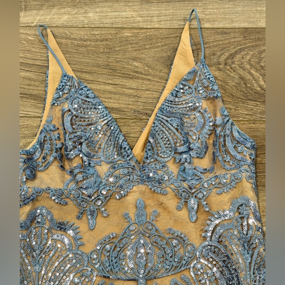 NWOT Free People Night Shimmer Mini Blue Sequin Cocktail Dress Size 0 - Picture 4 of 12